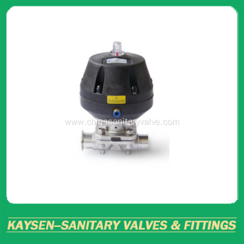 Hygienic pneumatic diaphragm valve weld and clamp end